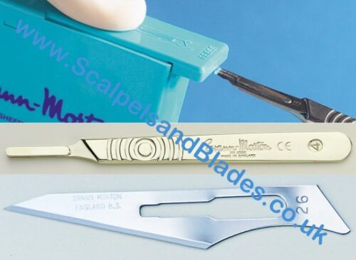 Swann Morton 100 No26 Blades and 1 x No 4 Stainless Steel Handle and 1 x Blade Remover Unit