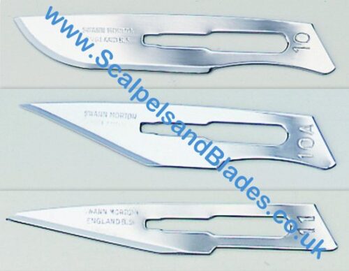 10 each Swann Morton No's 10, 10A, 11 Surgical Blades
