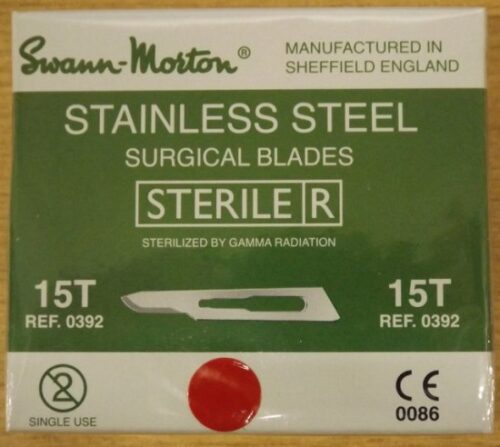 Box of 100 No 15T Stainless Steel Scalpel Blade Product No 0392 Out of date CLR 4028